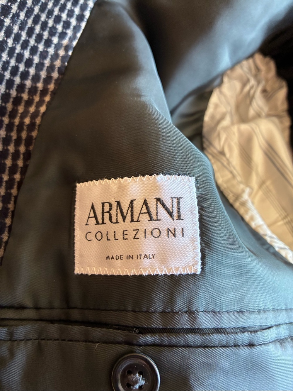 ARMANI COLLEZIONI BLACK CHECK GIORGIO BLAZER SIZE 42R - Picture 5 of 6